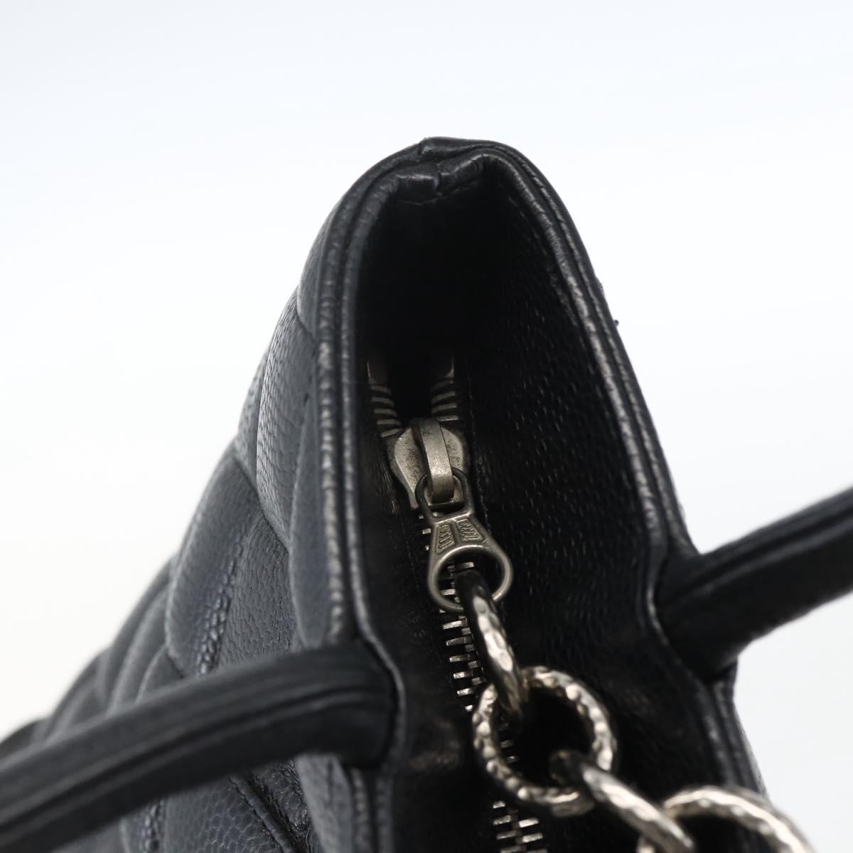 CHANEL Matelasse Reprint Tote Bag Caviar Skin Black Silver CC Auth am10812SAM