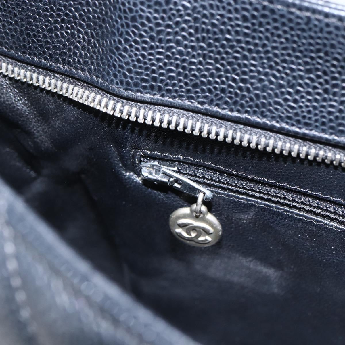 CHANEL Matelasse Reprint Tote Bag Caviar Skin Black Silver CC Auth am10812SAM