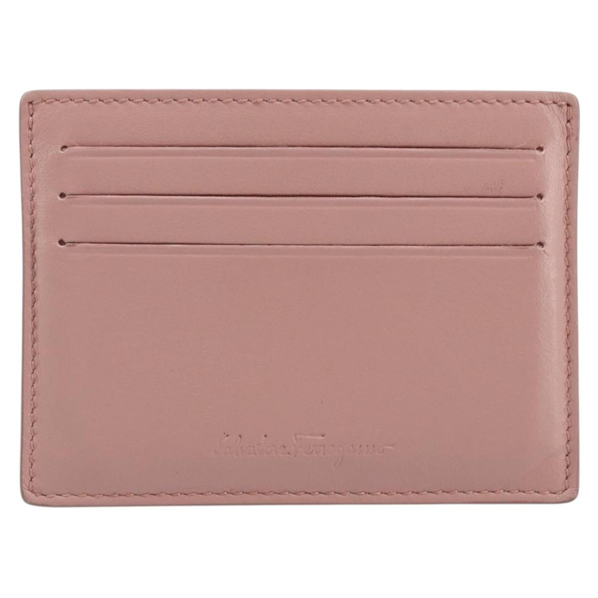 Salvatore Ferragamo Card Case Leather Pink Auth am10815V