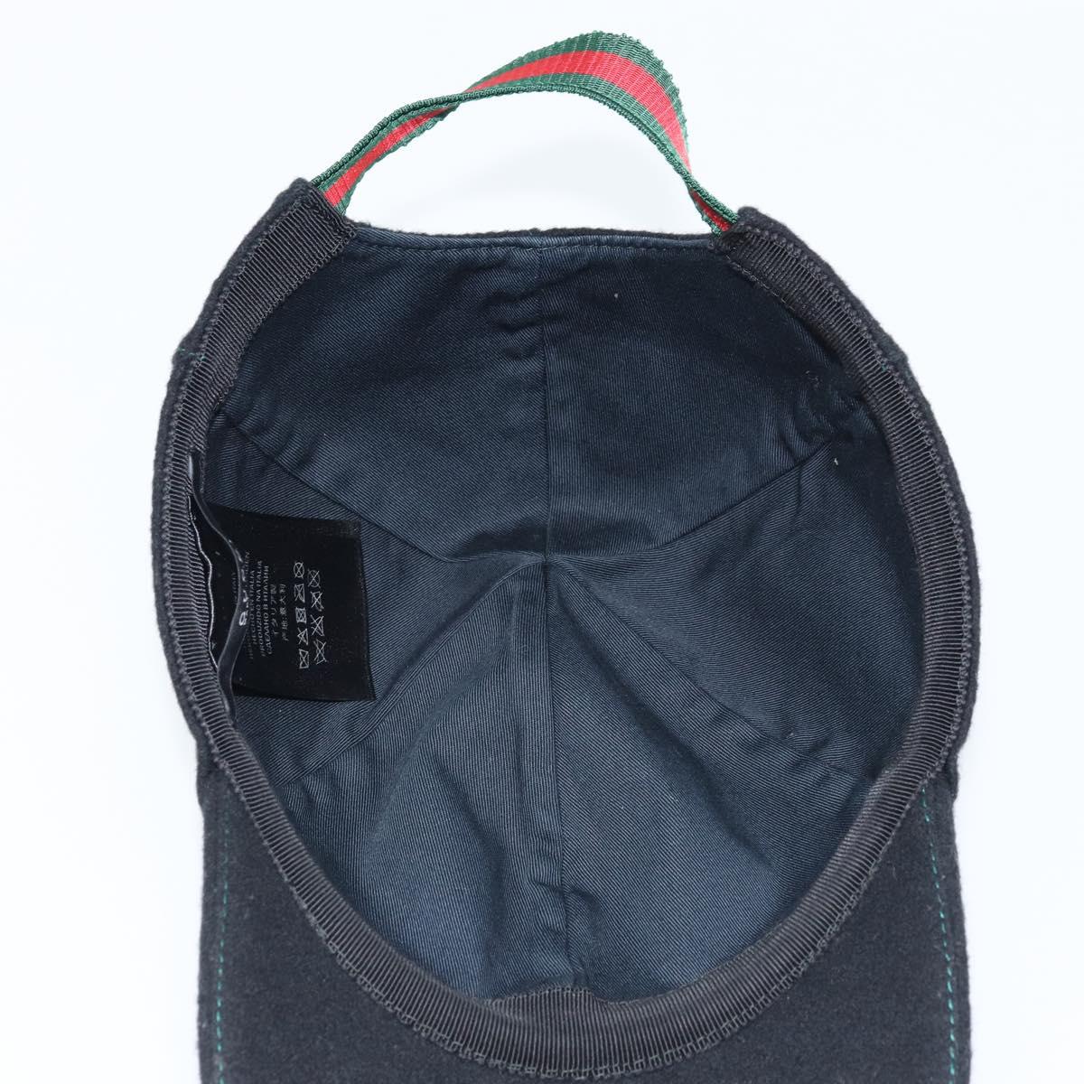 GUCCI Web Sherry Line Cap Wool L Black Red Green 353505 Auth am10816