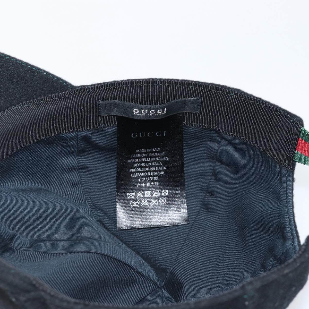GUCCI Web Sherry Line Cap Wool L Black Red Green 353505 Auth am10816
