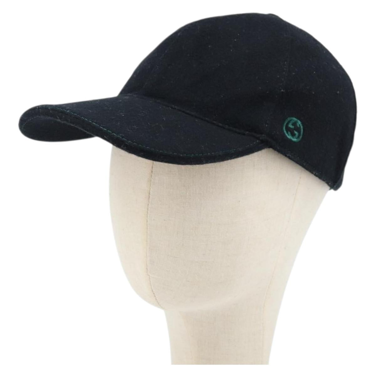 GUCCI Web Sherry Line Cap Wool L Black Red Green 353505 Auth am10816