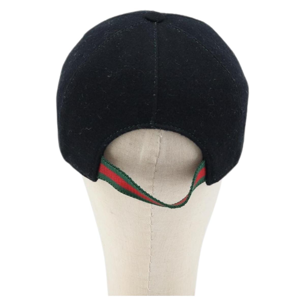 GUCCI Web Sherry Line Cap Wool L Black Red Green 353505 Auth am10816