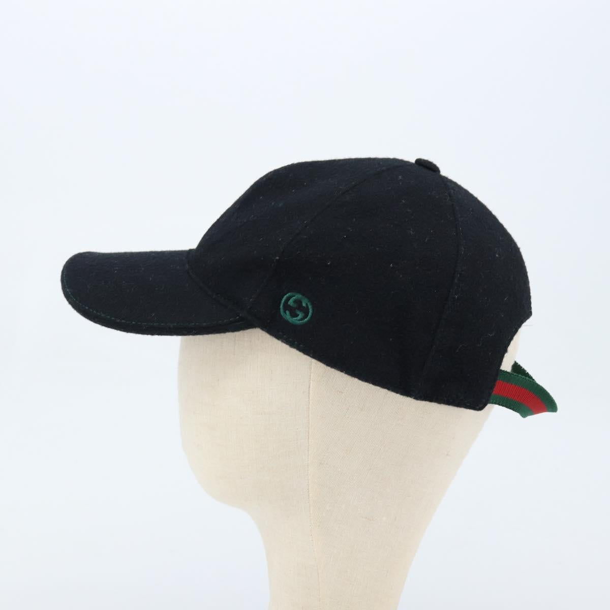GUCCI Web Sherry Line Cap Wool L Black Red Green 353505 Auth am10816