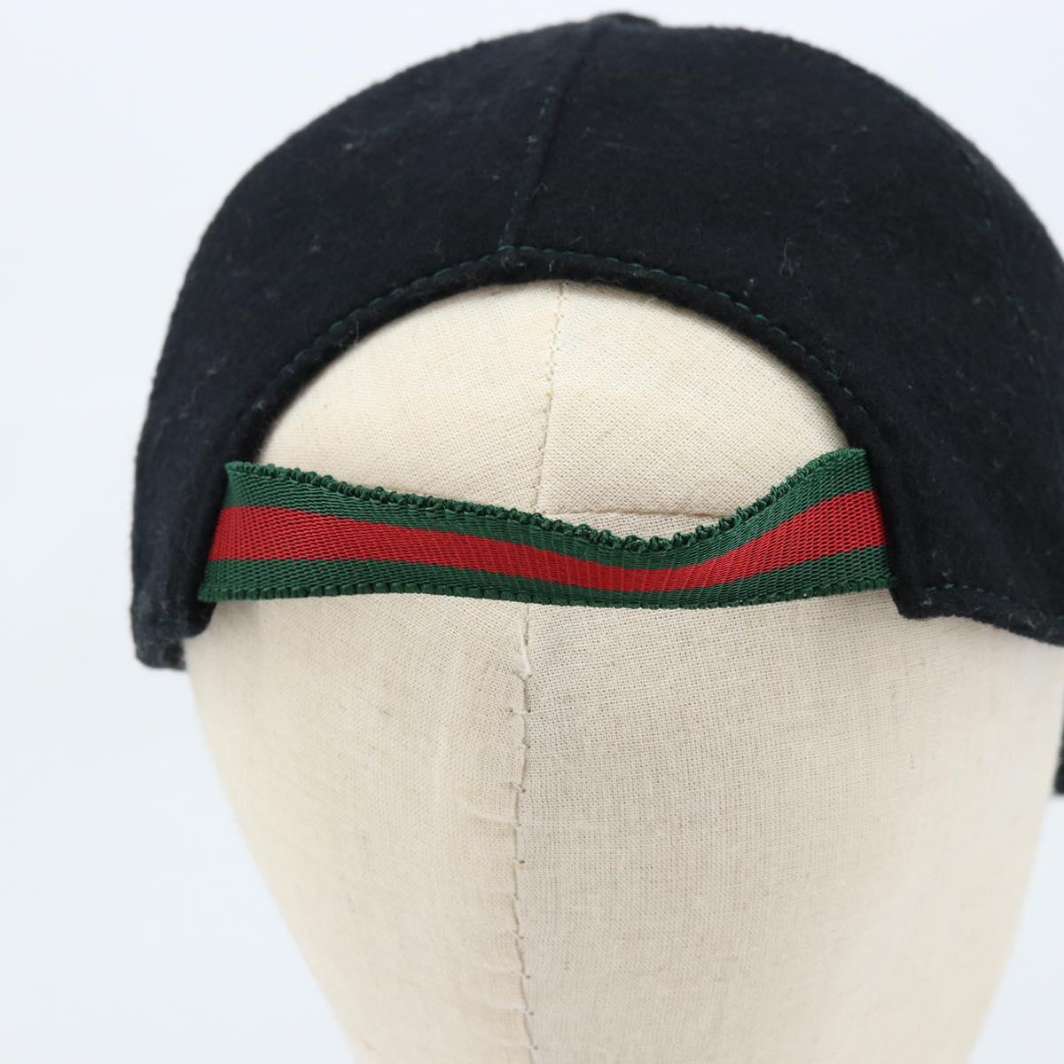 GUCCI Web Sherry Line Cap Wool L Black Red Green 353505 Auth am10816