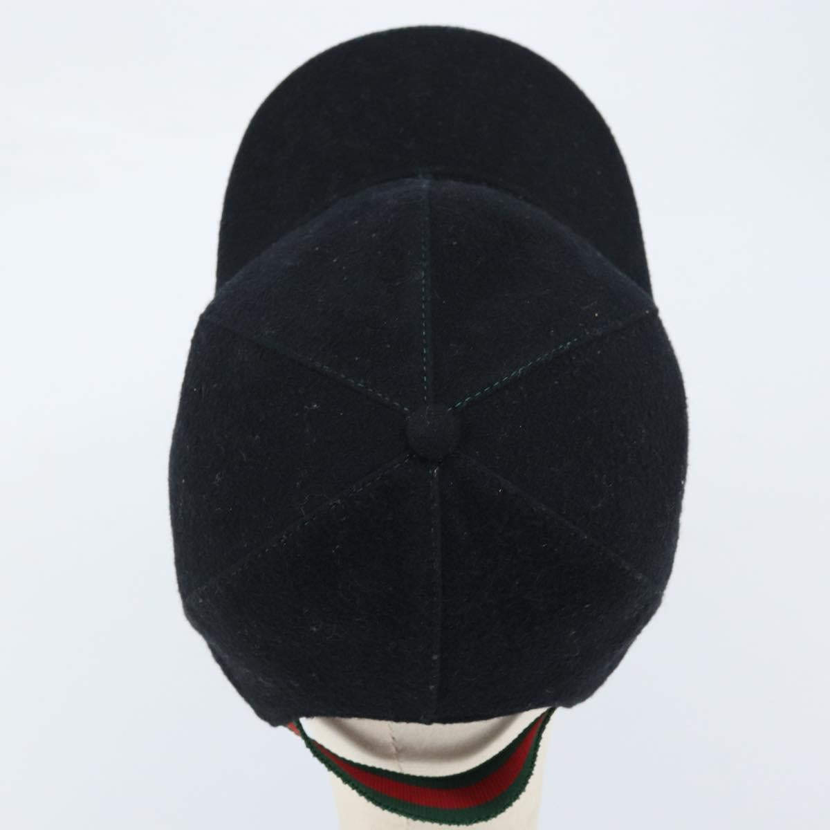 GUCCI Web Sherry Line Cap Wool L Black Red Green 353505 Auth am10816