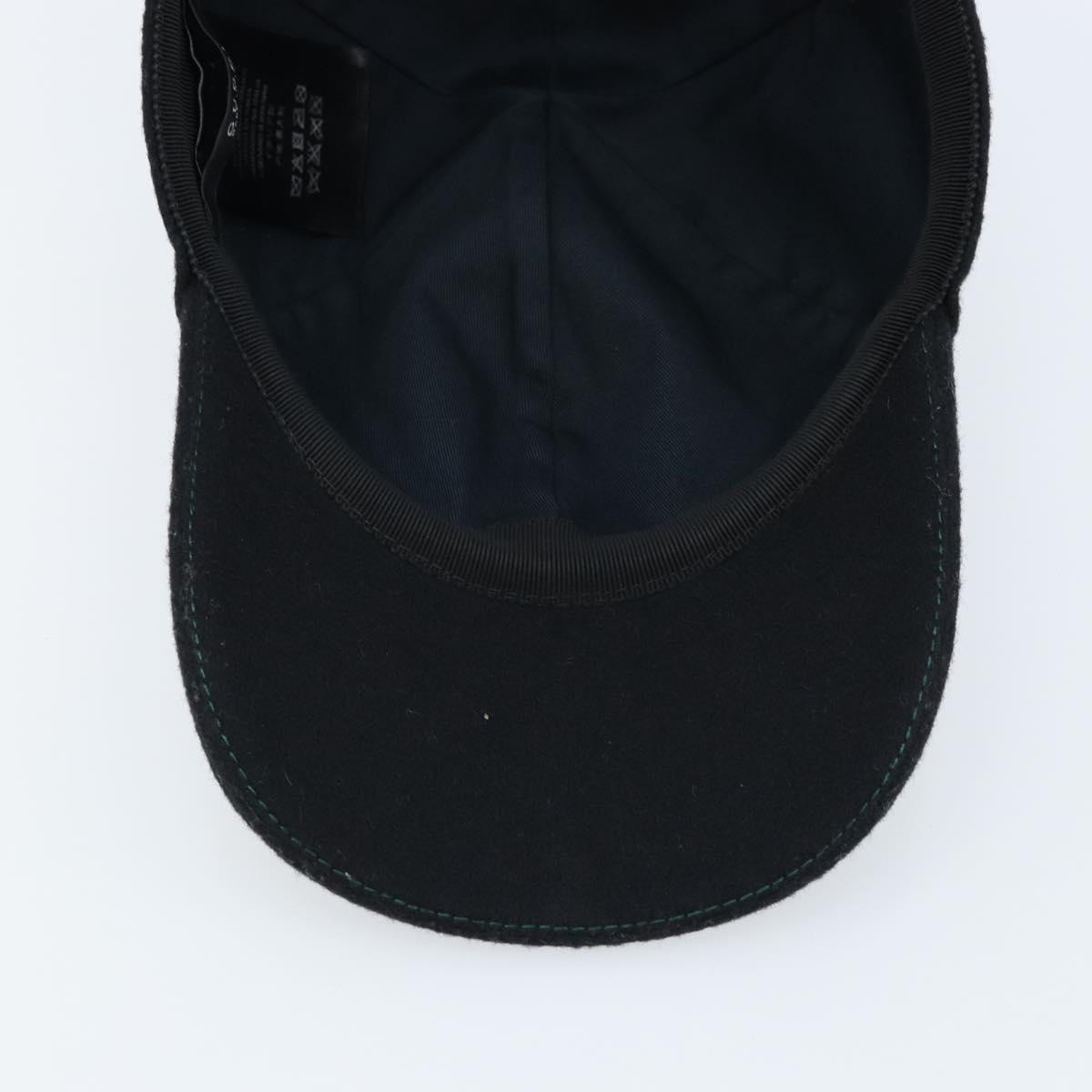 GUCCI Web Sherry Line Cap Wool L Black Red Green 353505 Auth am10816