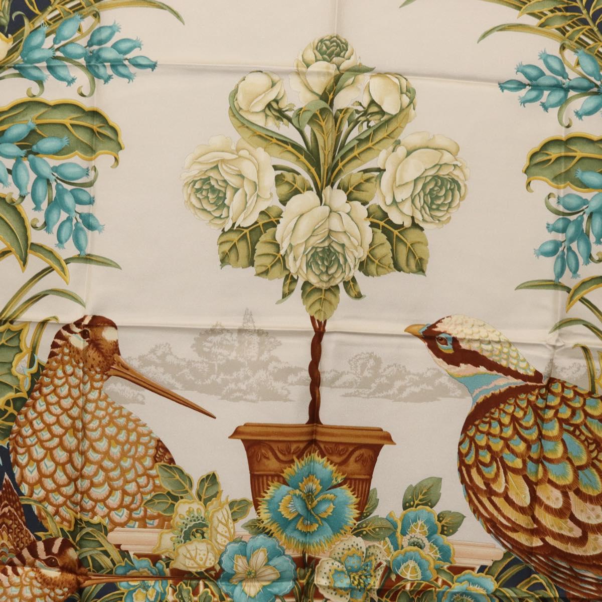 Salvatore Ferragamo Bird Scarf Silk Navy Auth am10817V