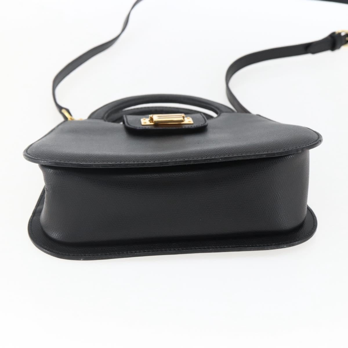 ETRO Hand Bag Leather 2way Black Gold Auth am10819V