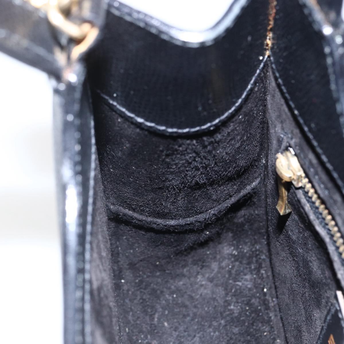 ETRO Hand Bag Leather 2way Black Gold Auth am10819V
