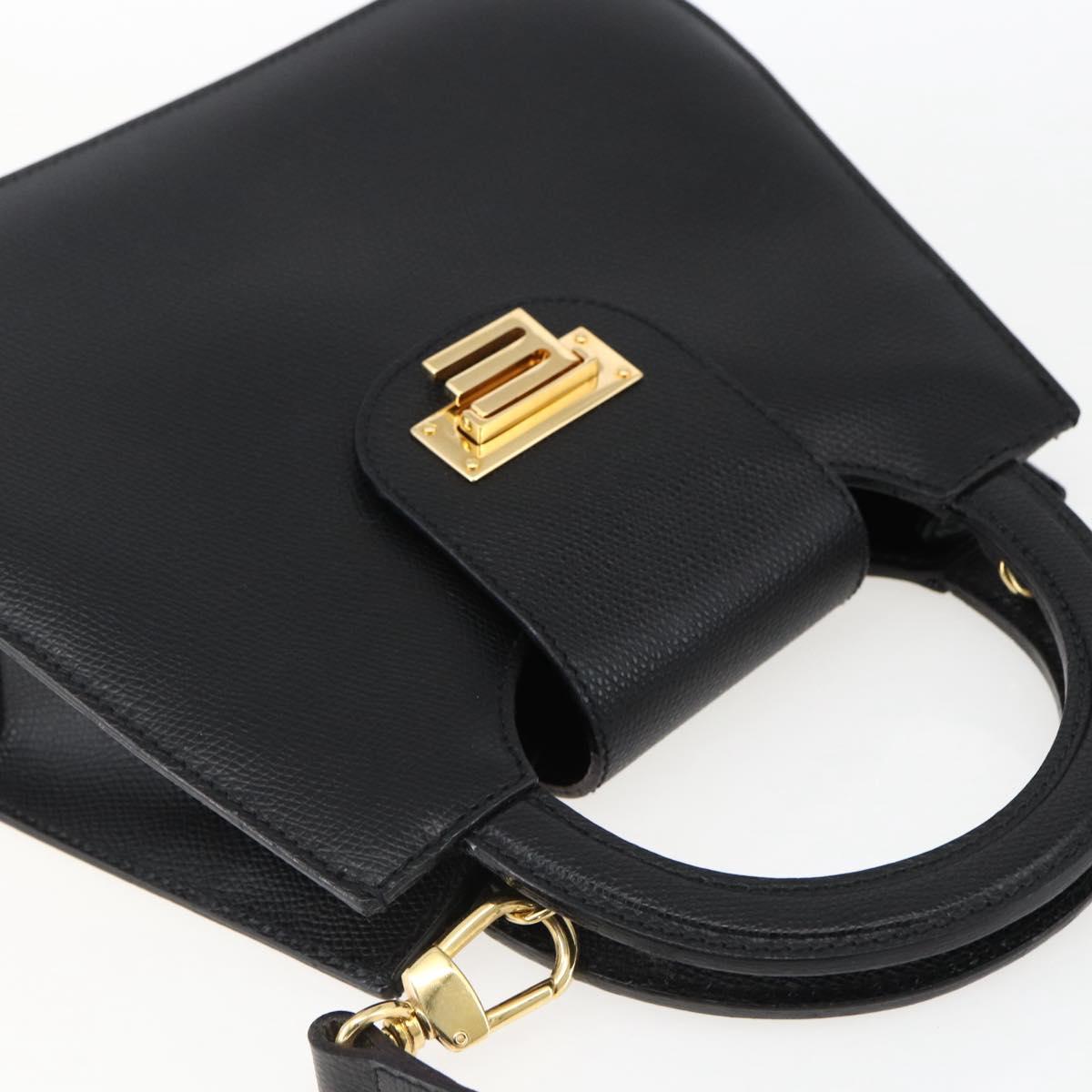 ETRO Hand Bag Leather 2way Black Gold Auth am10819V