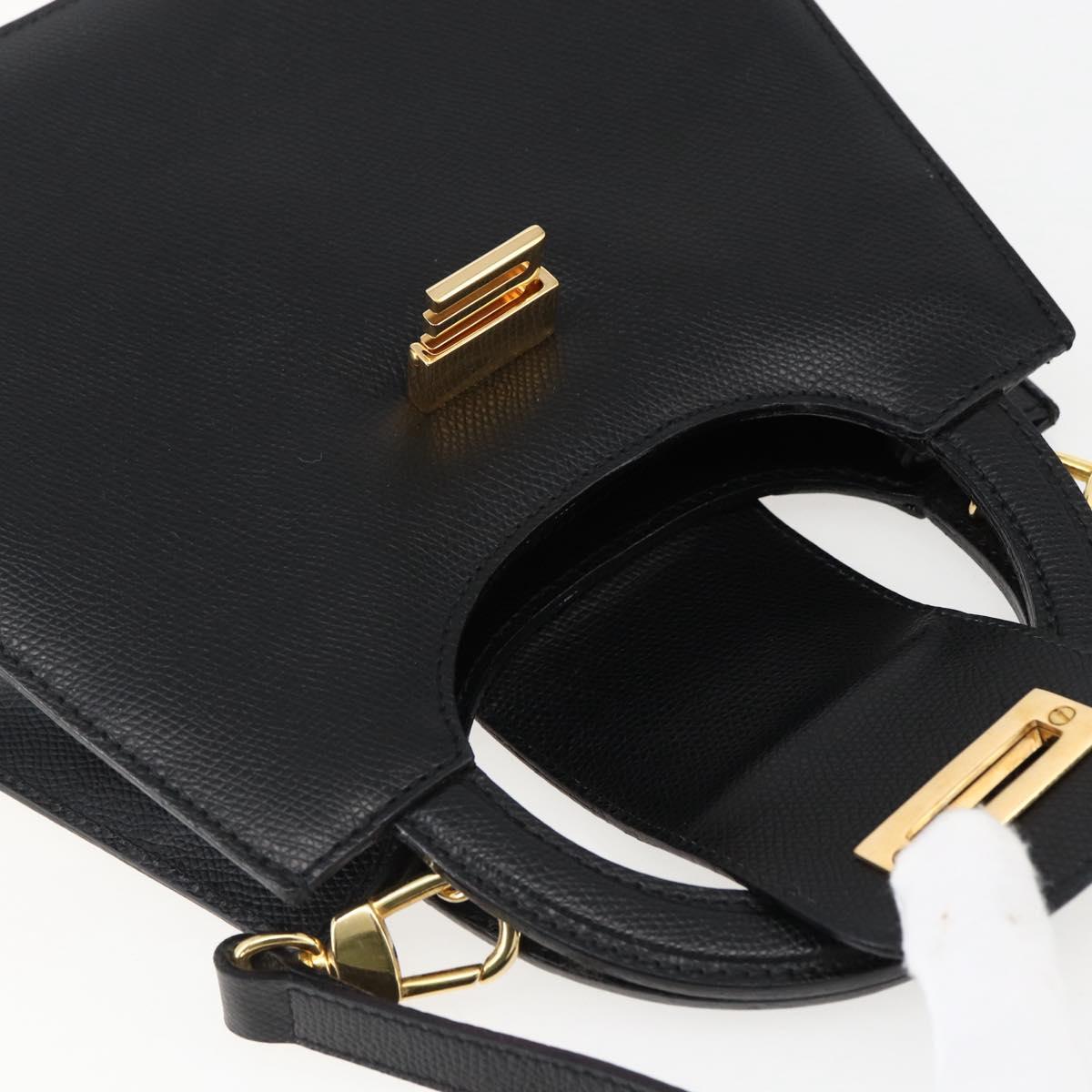 ETRO Hand Bag Leather 2way Black Gold Auth am10819V