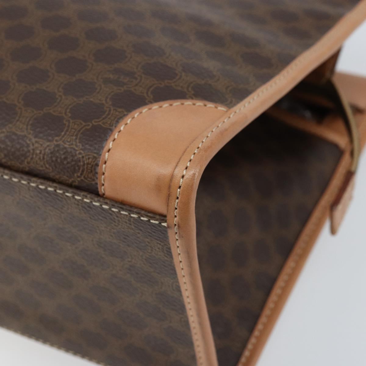 CELINE Macadam Canvas Hand Bag PVC Leather Brown Gold Auth am10820V