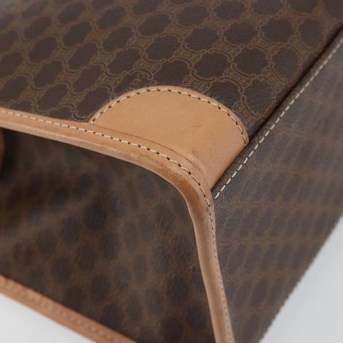CELINE Macadam Canvas Hand Bag PVC Leather Brown Gold Auth am10820V
