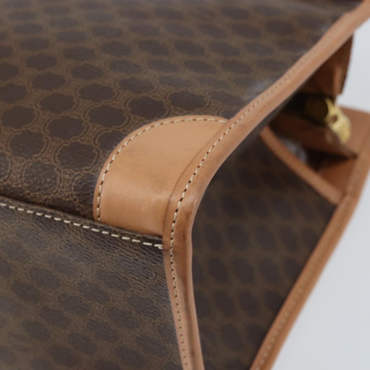 CELINE Macadam Canvas Hand Bag PVC Leather Brown Gold Auth am10820V