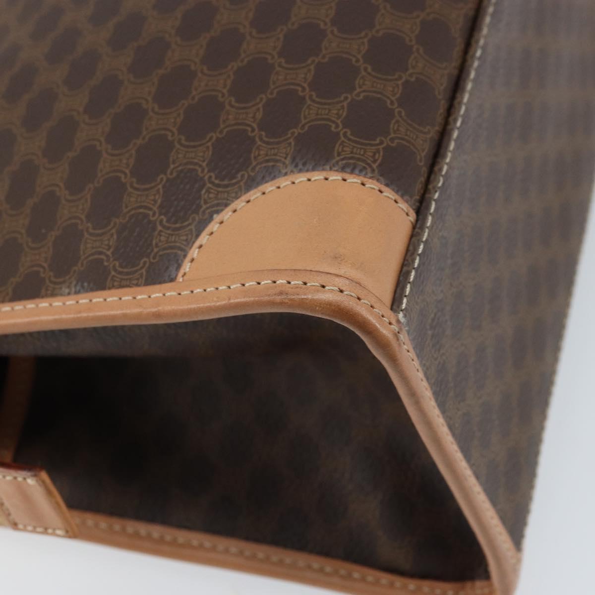 CELINE Macadam Canvas Hand Bag PVC Leather Brown Gold Auth am10820V