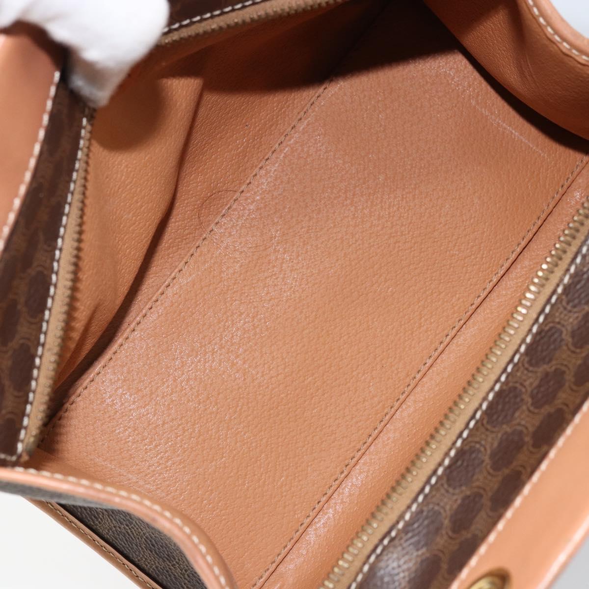 CELINE Macadam Canvas Hand Bag PVC Leather Brown Gold Auth am10820V
