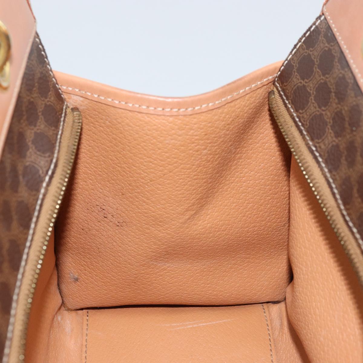 CELINE Macadam Canvas Hand Bag PVC Leather Brown Gold Auth am10820V