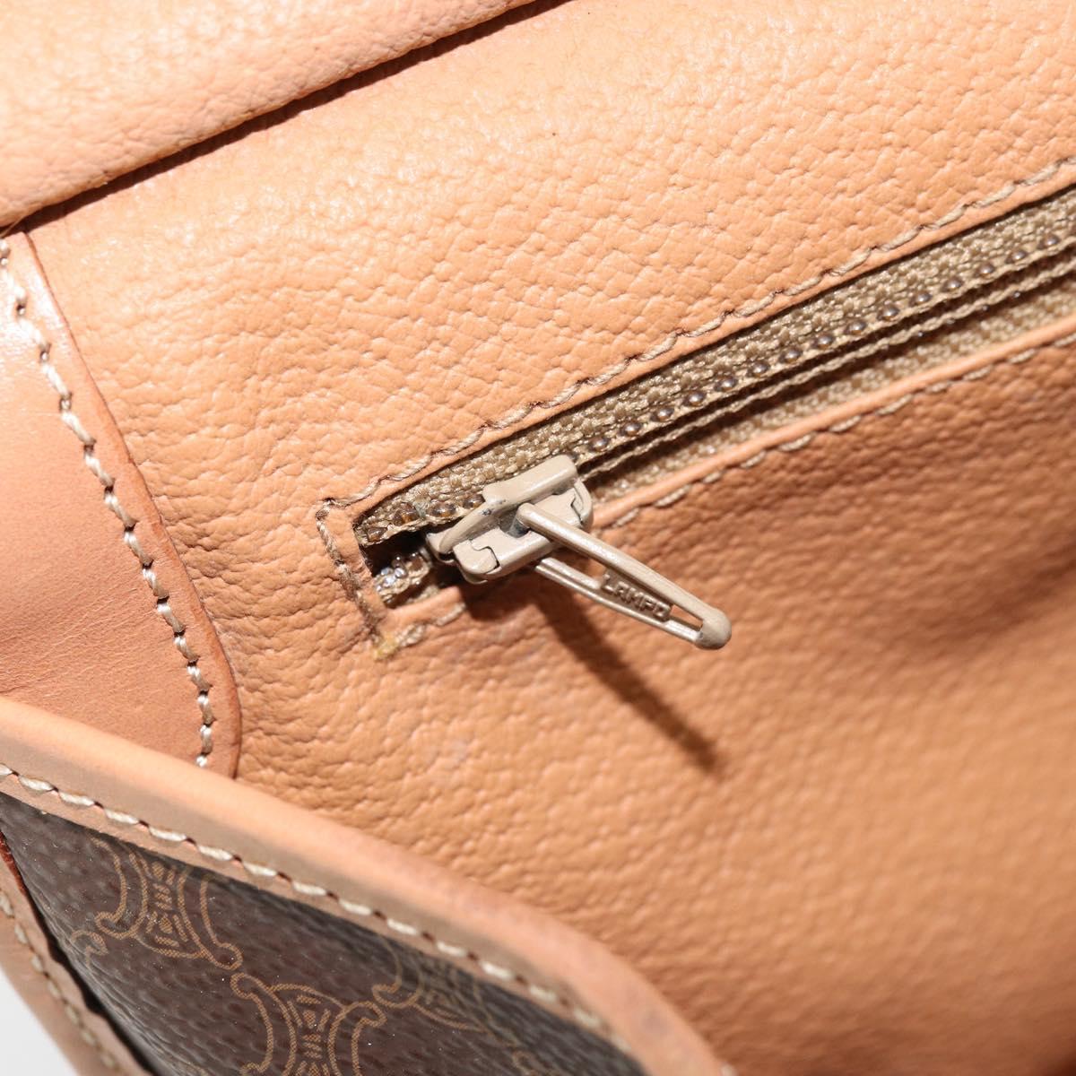 CELINE Macadam Canvas Hand Bag PVC Leather Brown Gold Auth am10820V