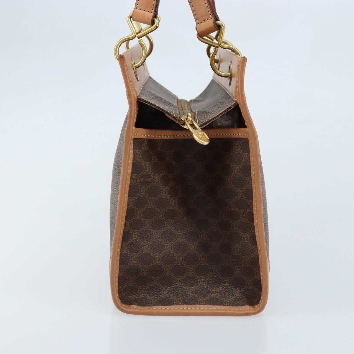 CELINE Macadam Canvas Hand Bag PVC Leather Brown Gold Auth am10820V