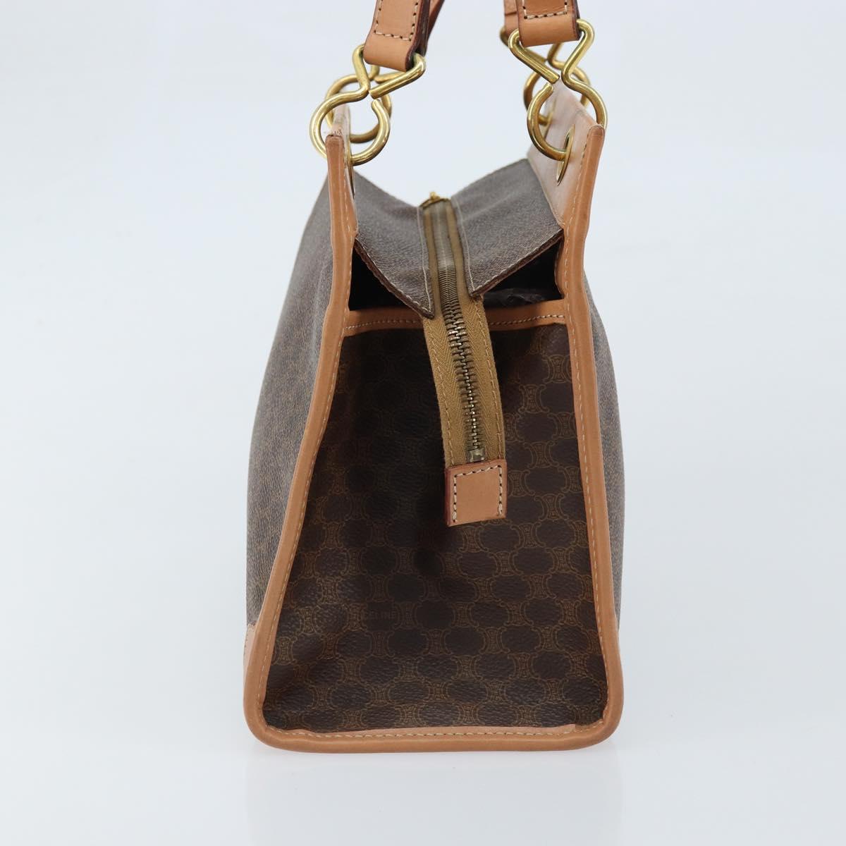 CELINE Macadam Canvas Hand Bag PVC Leather Brown Gold Auth am10820V