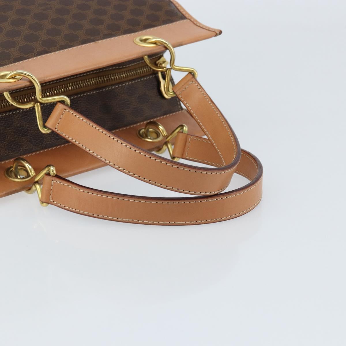 CELINE Macadam Canvas Hand Bag PVC Leather Brown Gold Auth am10820V