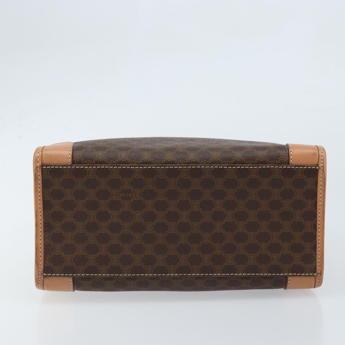 CELINE Macadam Canvas Hand Bag PVC Leather Brown Gold Auth am10820V