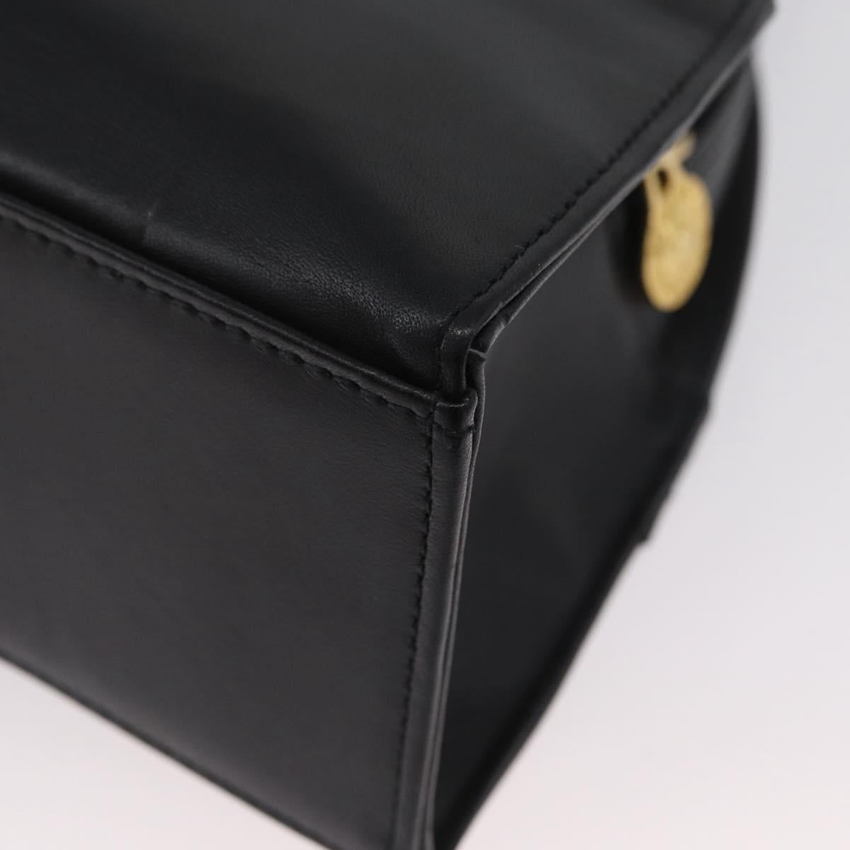 Gianni Versace Sunburst Tote Bag Leather Black Gold Auth am10821A