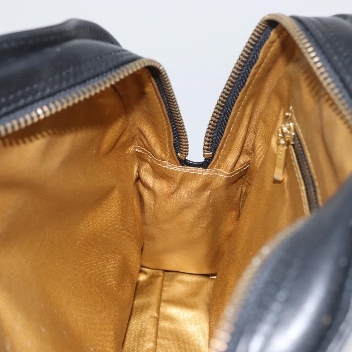 Gianni Versace Sunburst Tote Bag Leather Black Gold Auth am10821A