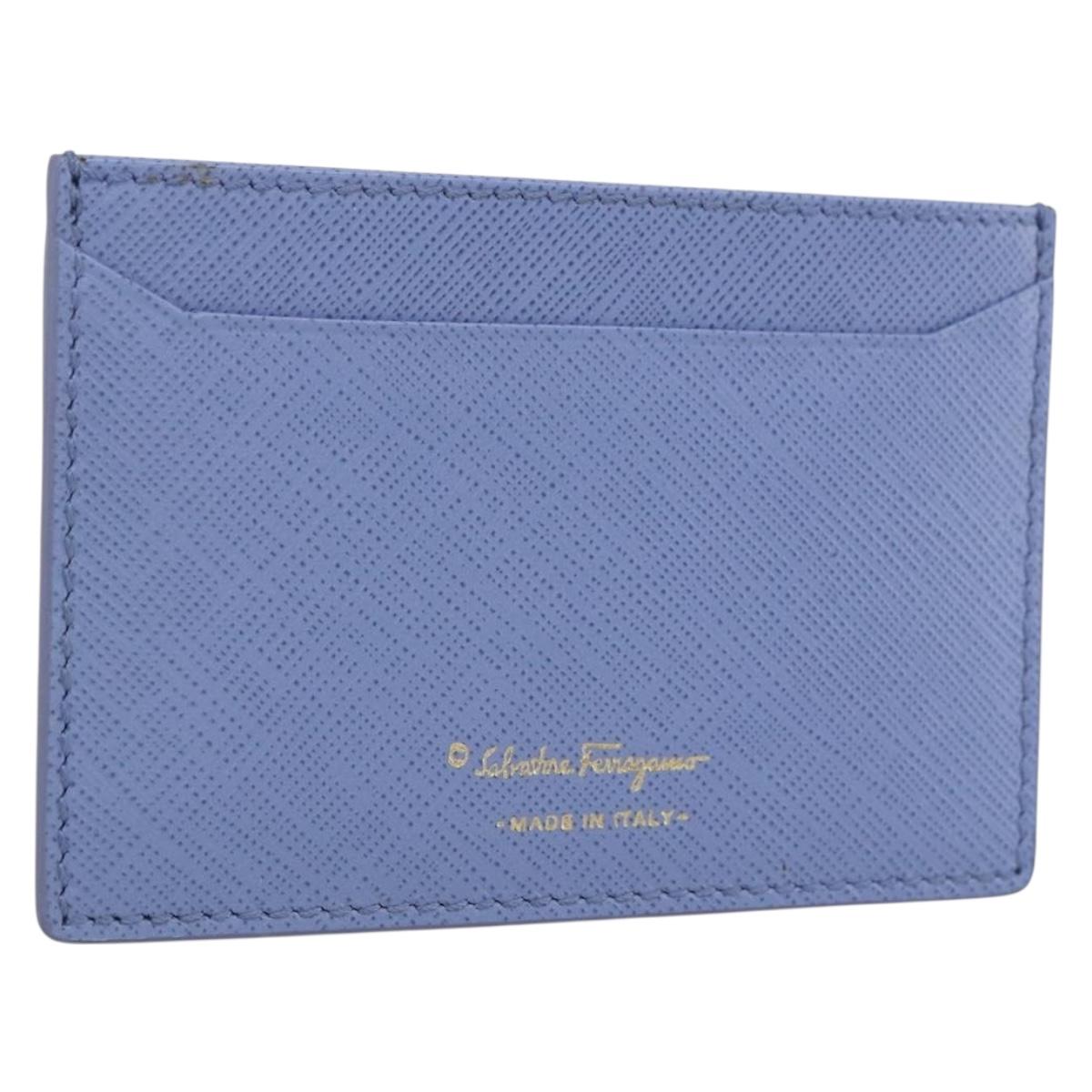 Salvatore Ferragamo Card Case Leather Light Blue Auth am10822V