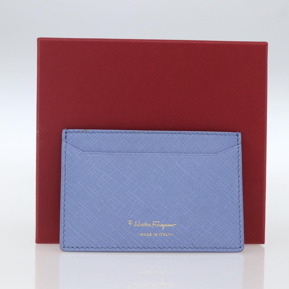 Salvatore Ferragamo Card Case Leather Light Blue Auth am10822V