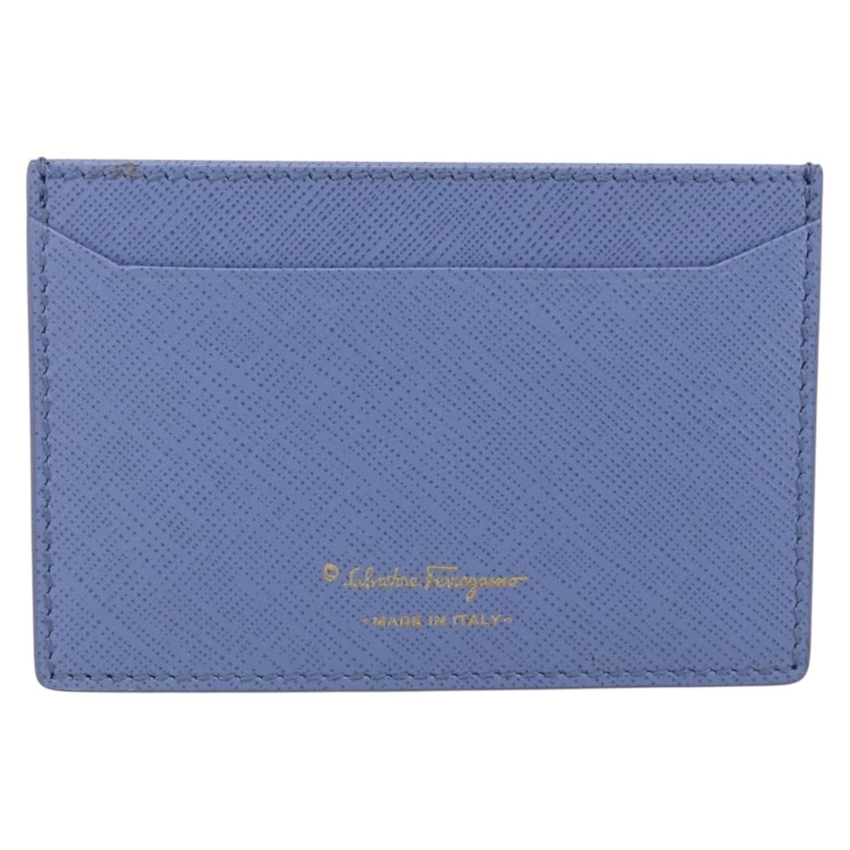 Salvatore Ferragamo Card Case Leather Light Blue Auth am10822V