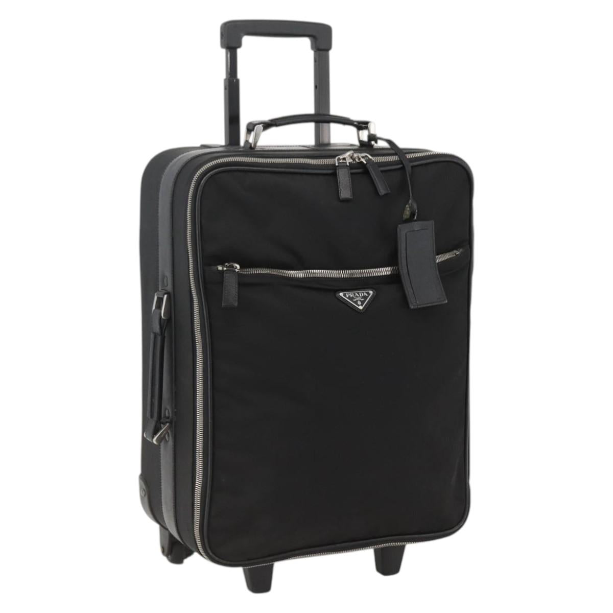 PRADA Carry Case Nylon Black Silver Auth am10829