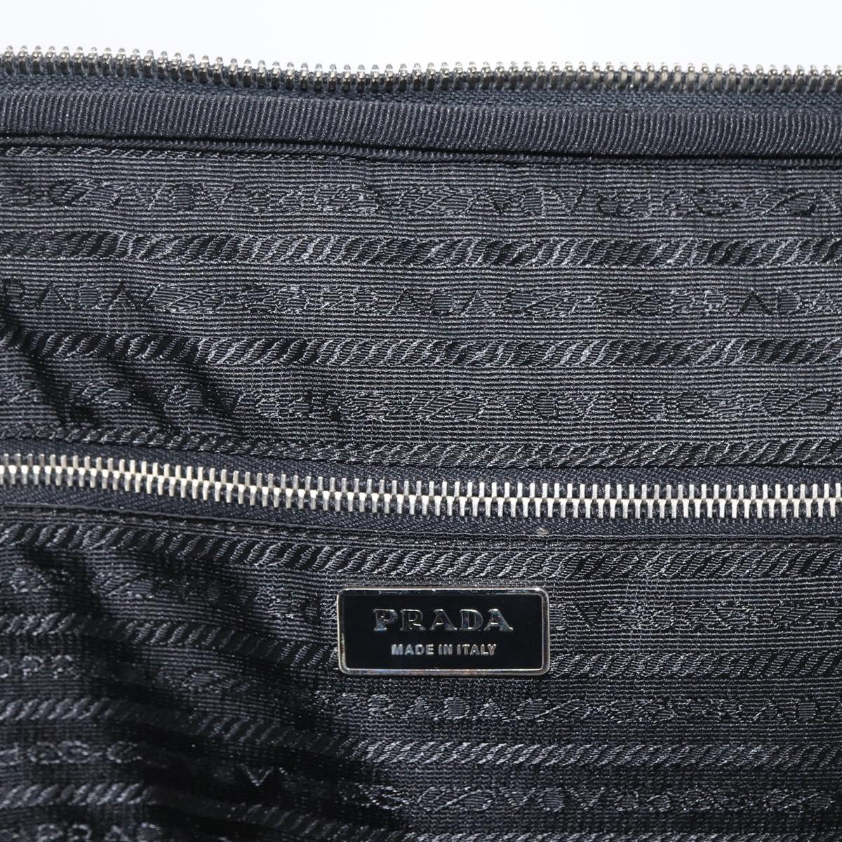 PRADA Carry Case Nylon Black Silver Auth am10829