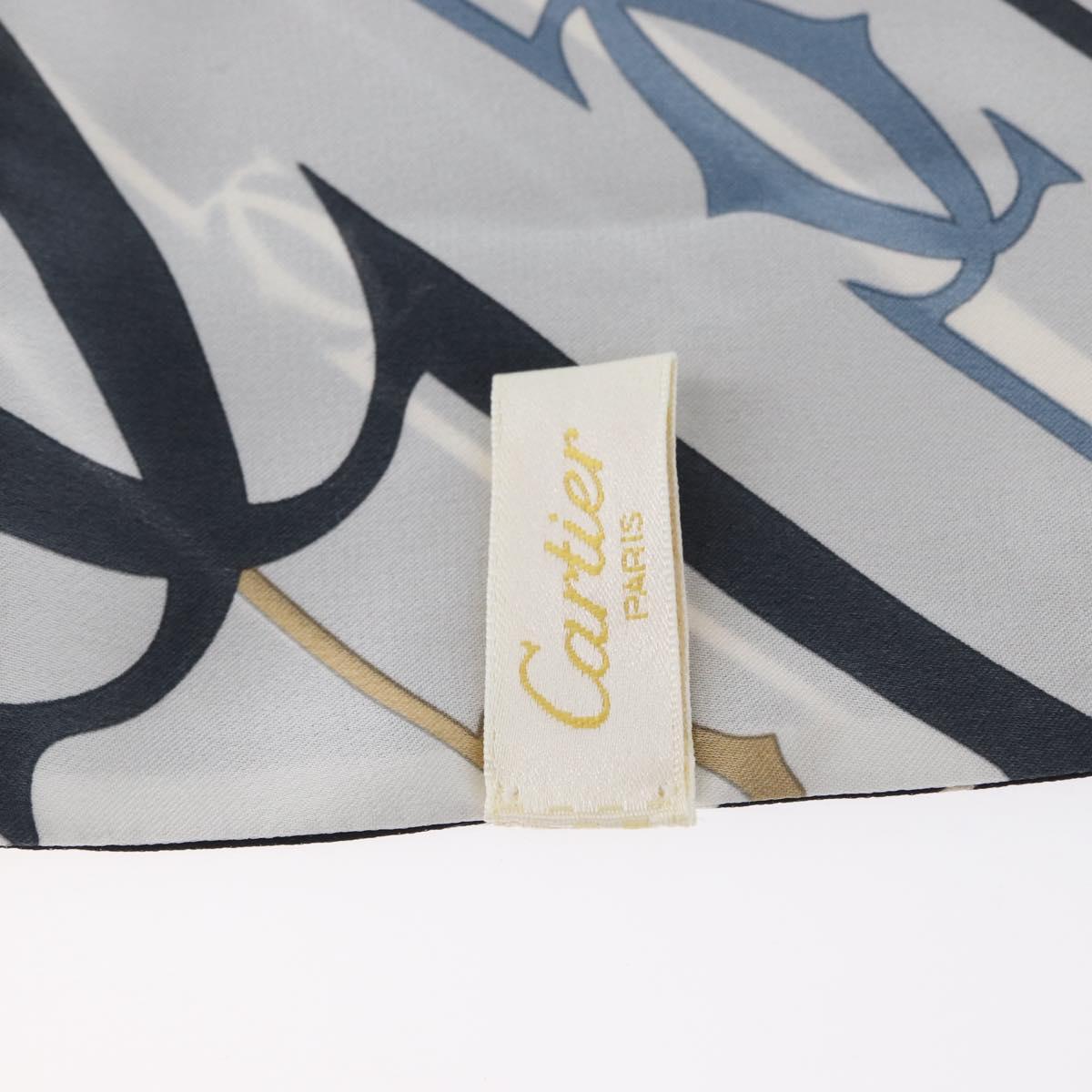 CARTIER Scarf Silk Black White Auth am10832V