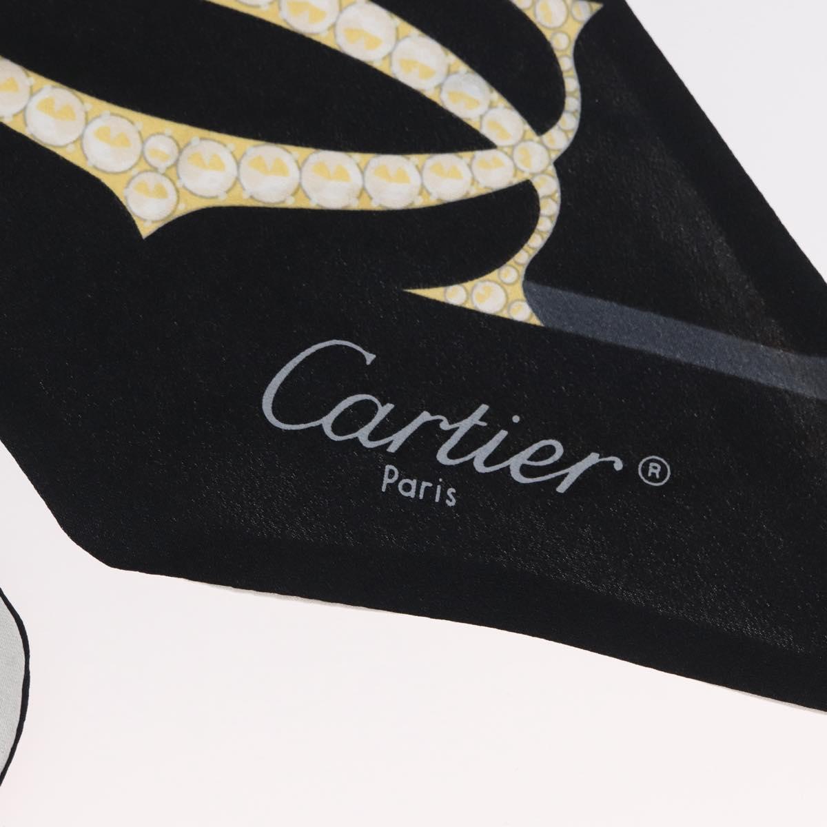 CARTIER Scarf Silk Black White Auth am10832V