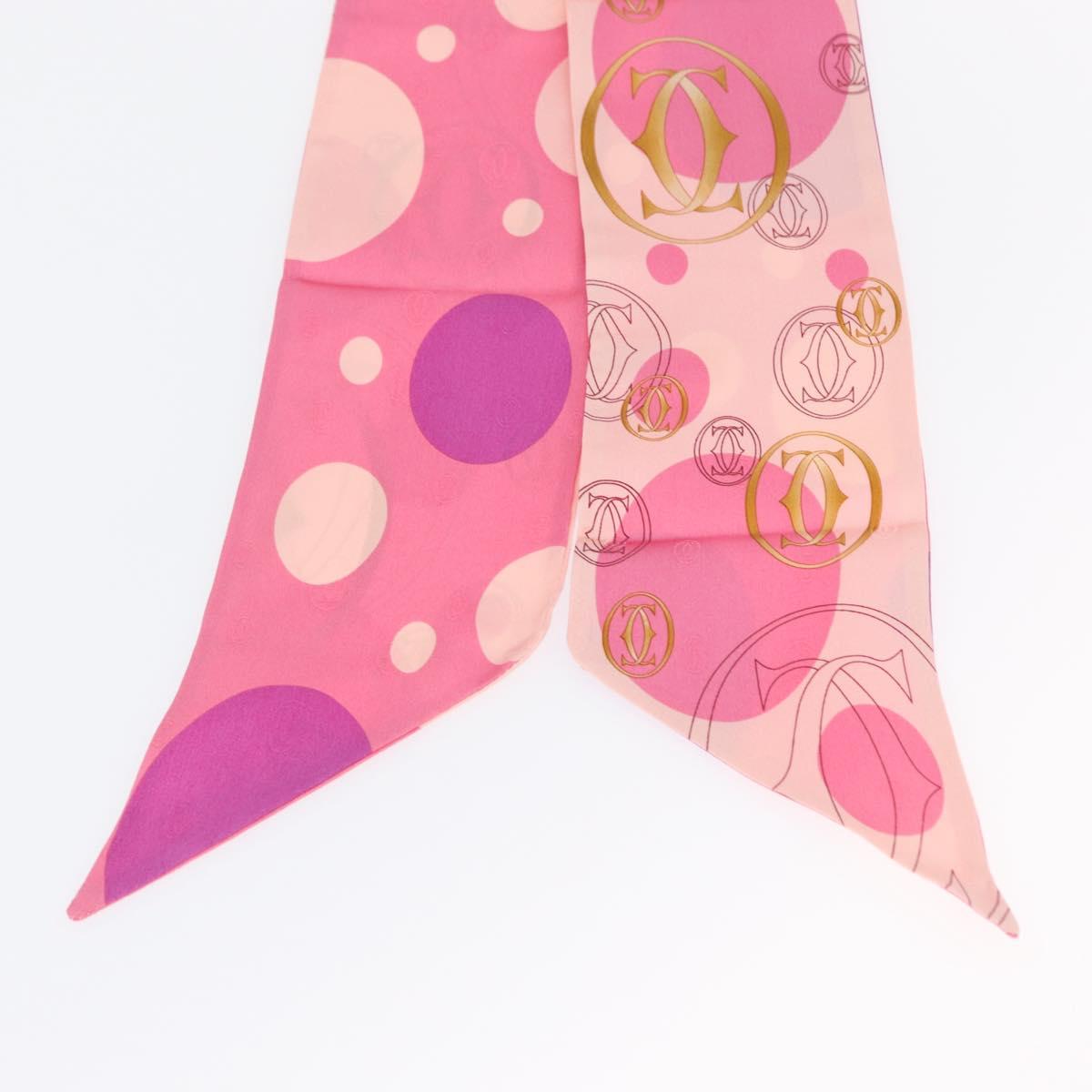 CARTIER Scarf Silk Pink Auth am10833V