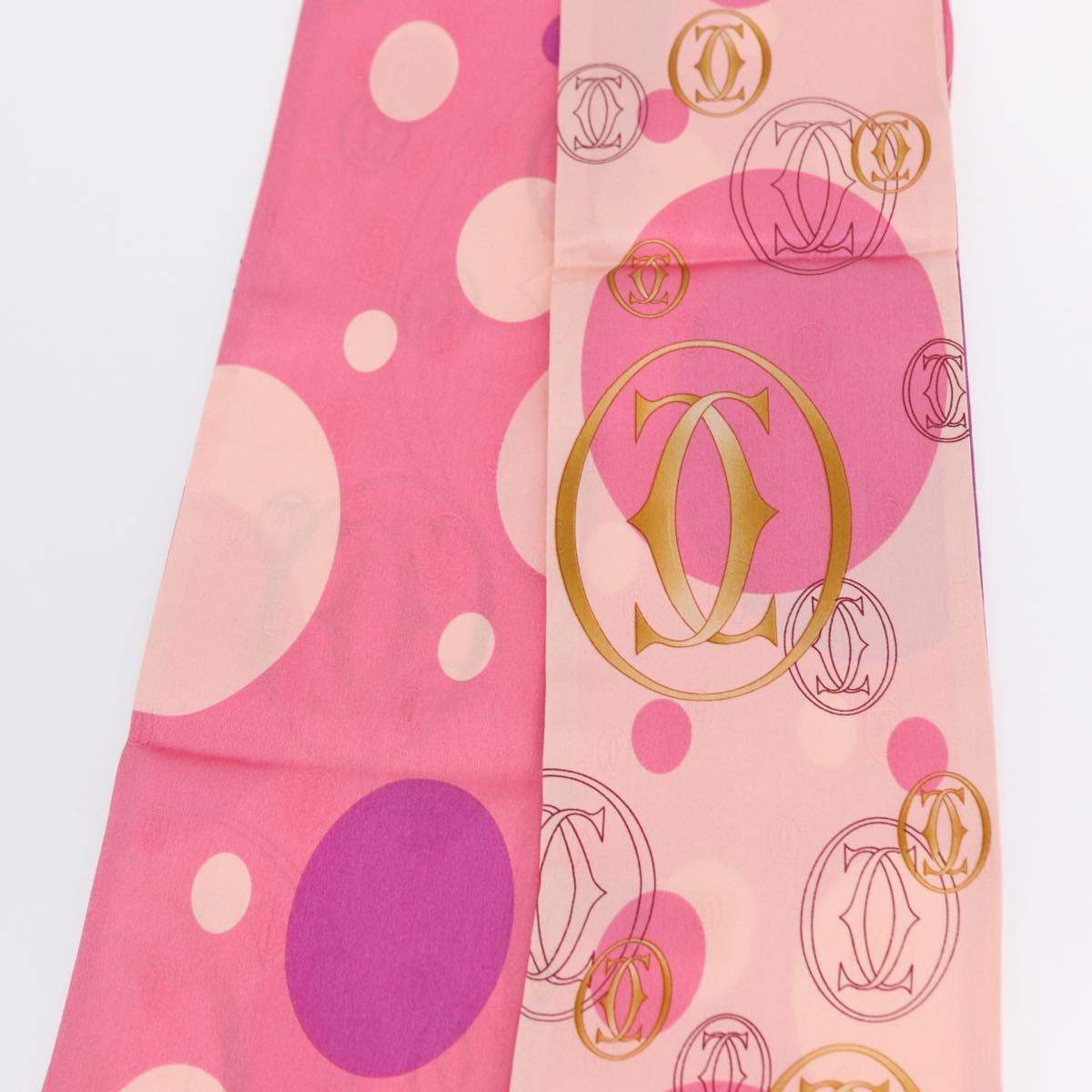 CARTIER Scarf Silk Pink Auth am10833V