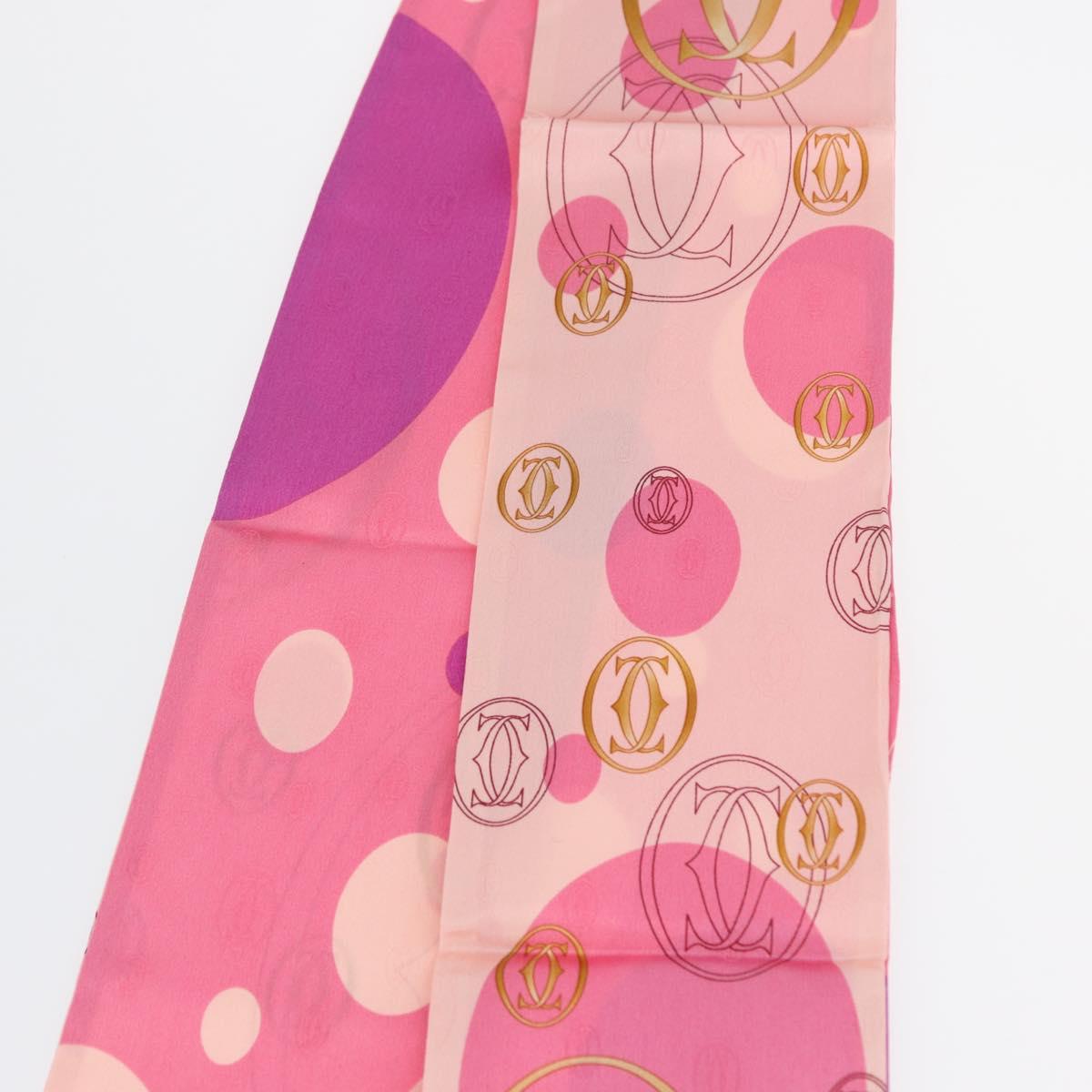 CARTIER Scarf Silk Pink Auth am10833V