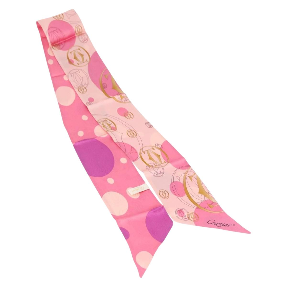 CARTIER Scarf Silk Pink Auth am10833V