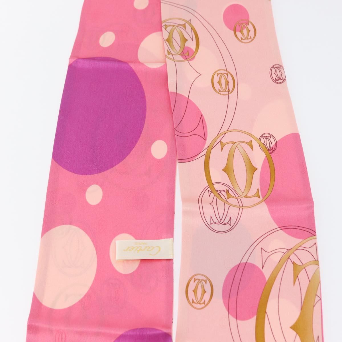 CARTIER Scarf Silk Pink Auth am10833V