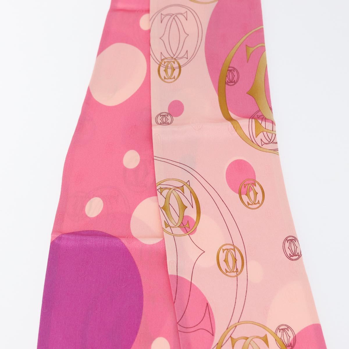 CARTIER Scarf Silk Pink Auth am10833V