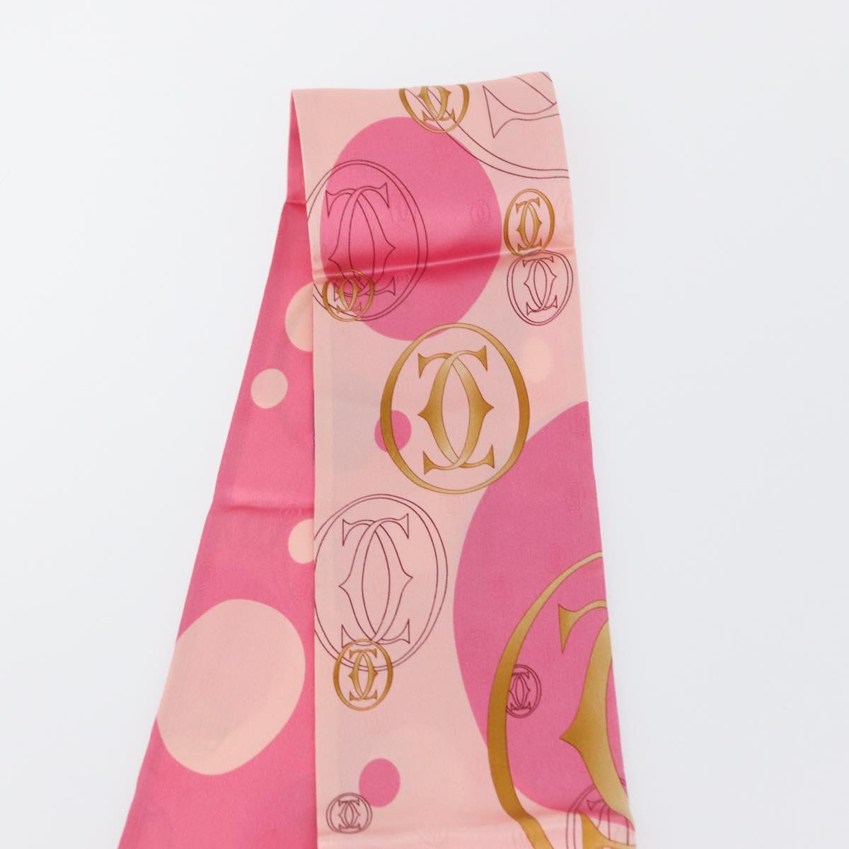 CARTIER Scarf Silk Pink Auth am10833V