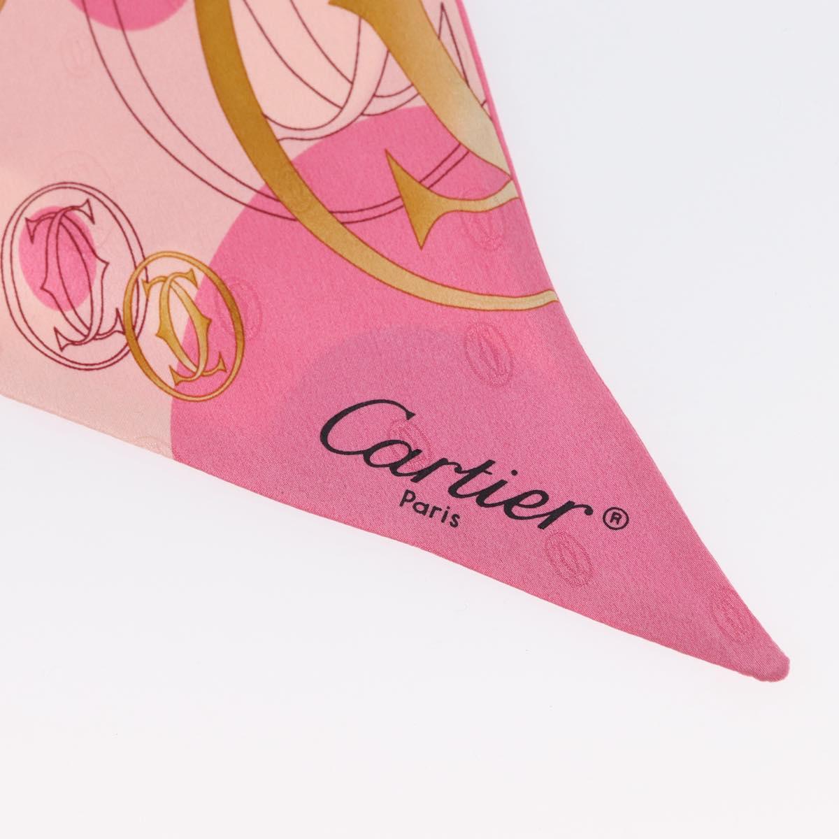 CARTIER Scarf Silk Pink Auth am10833V