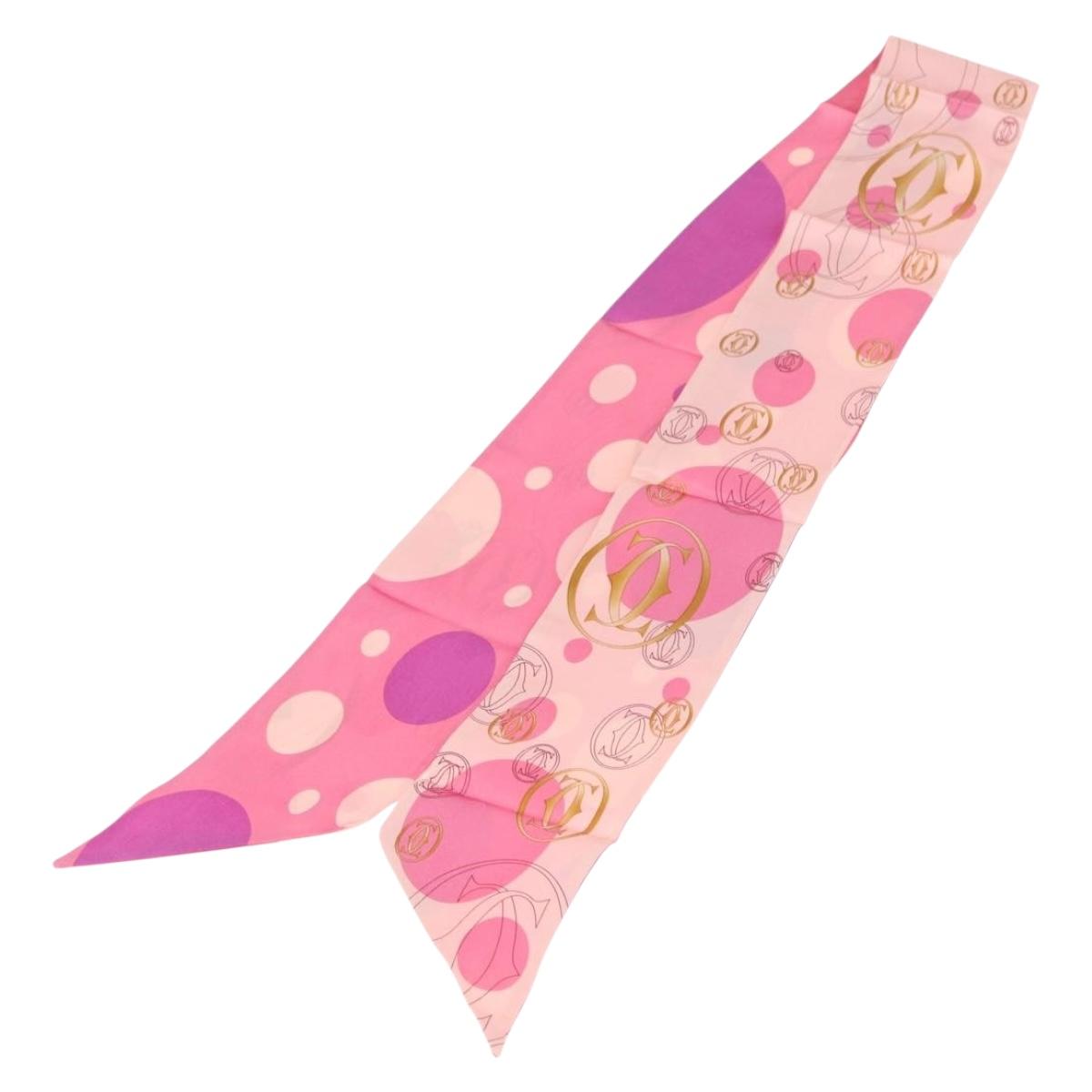 CARTIER Scarf Silk Pink Auth am10833V
