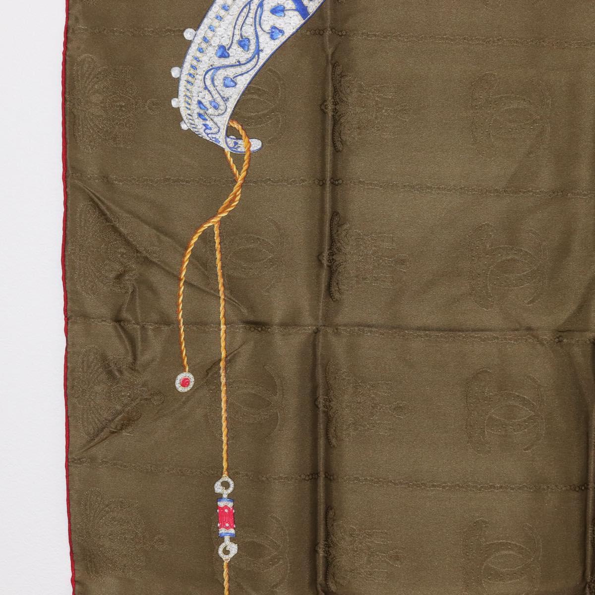 CARTIER Scarf Silk Khaki Auth am10834V