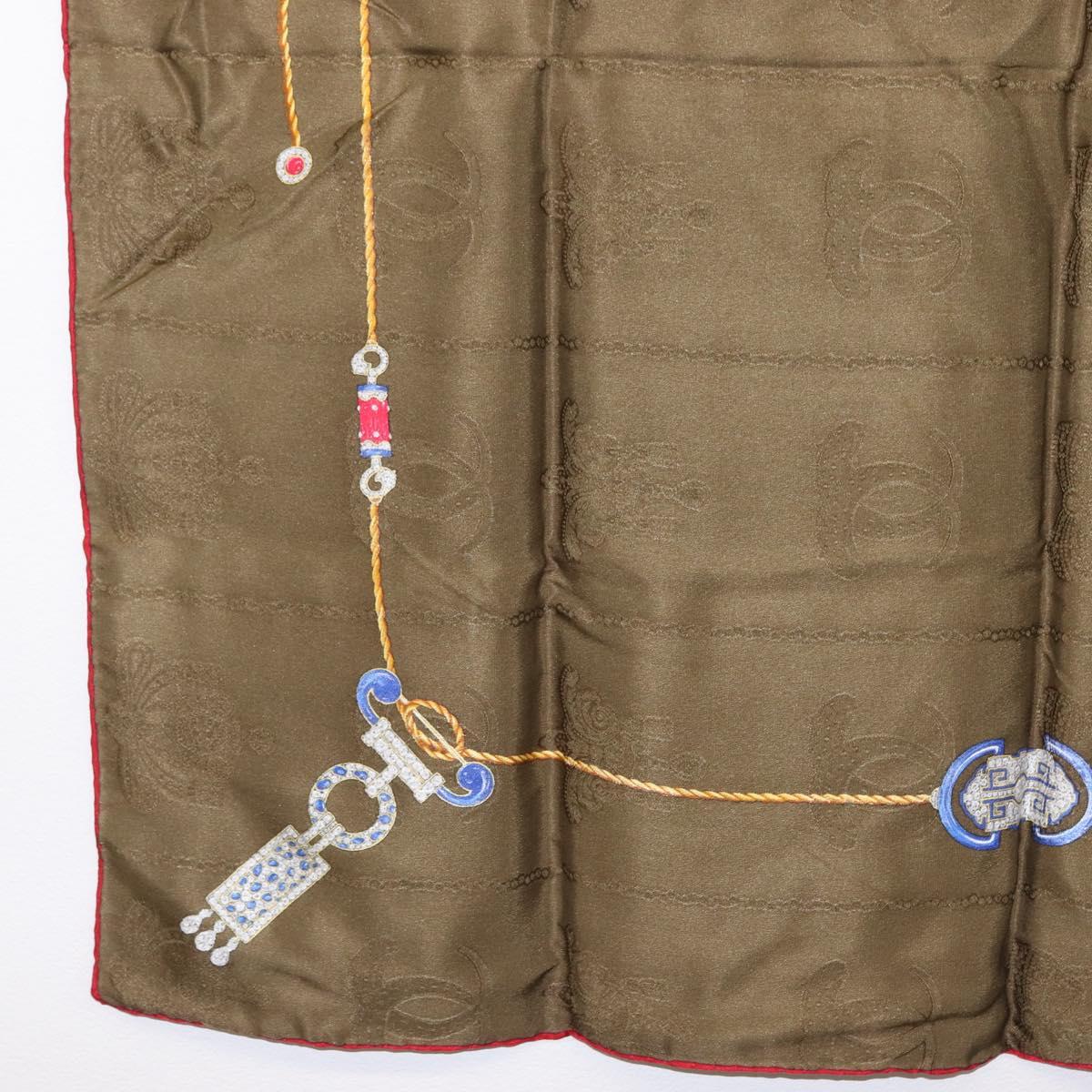 CARTIER Scarf Silk Khaki Auth am10834V