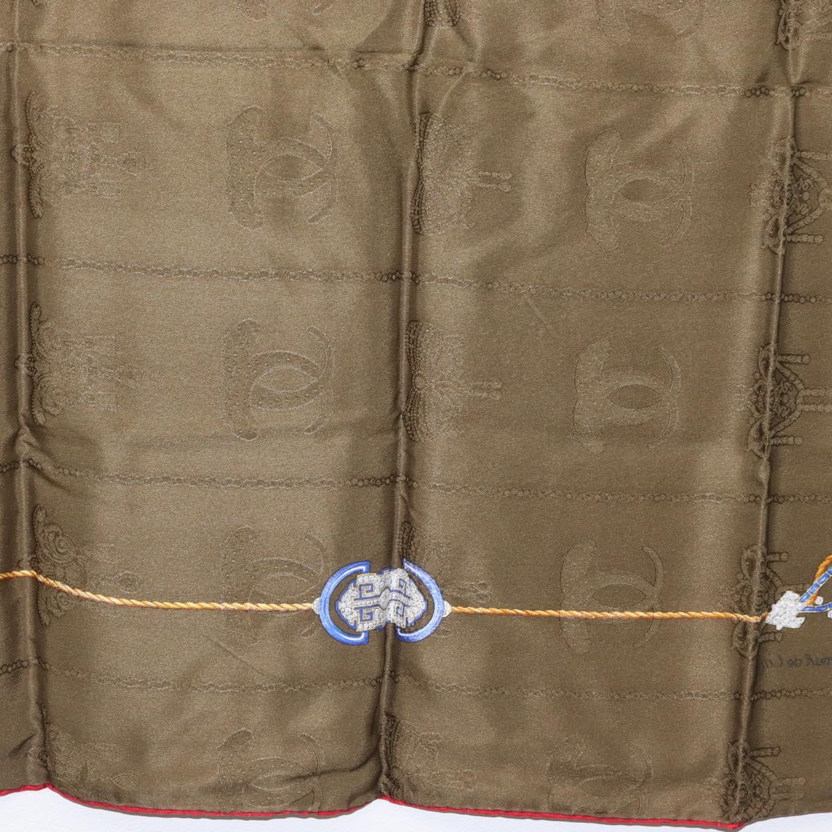 CARTIER Scarf Silk Khaki Auth am10834V
