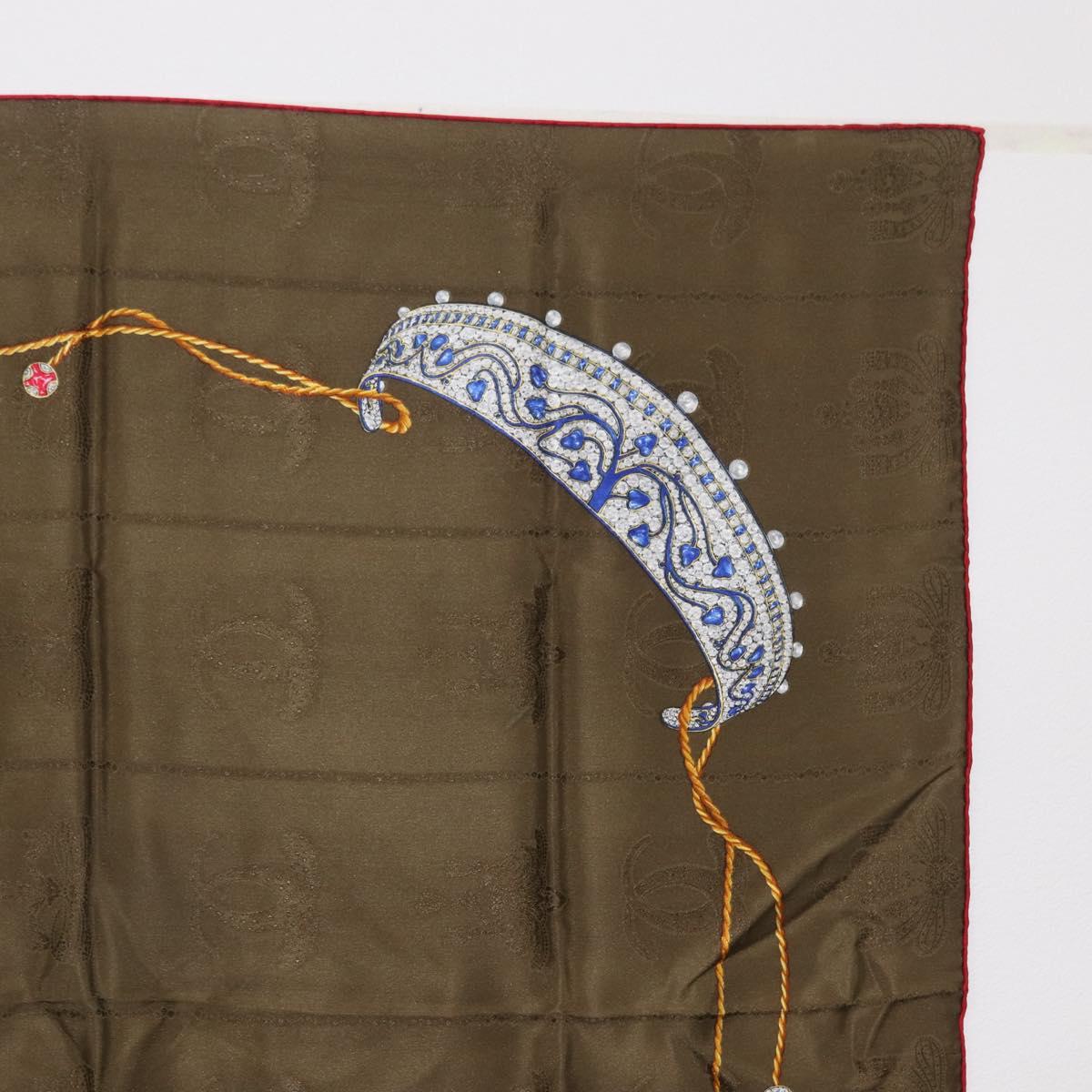 CARTIER Scarf Silk Khaki Auth am10834V