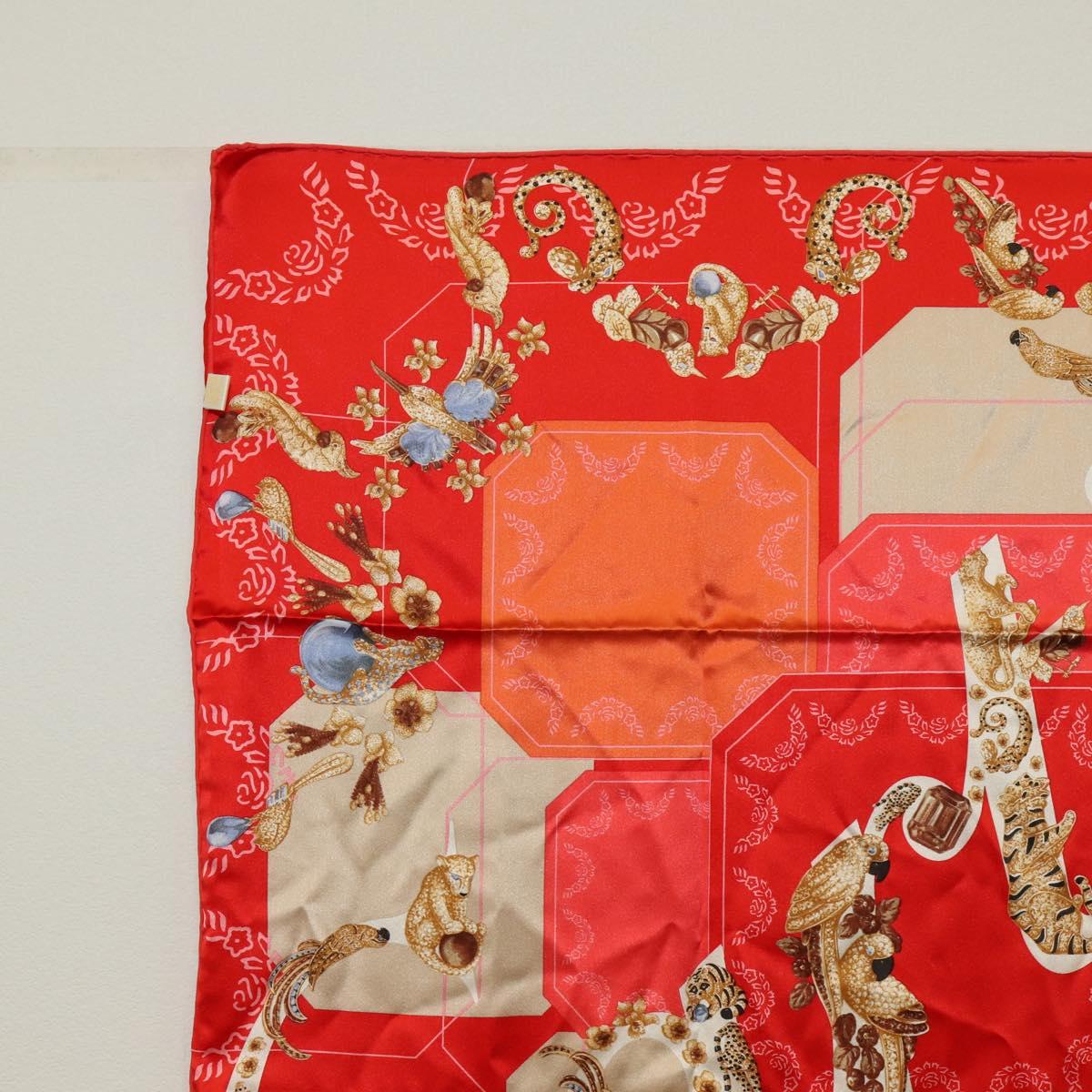 CARTIER Dior Scarf Silk 2 Piece set Red Blue Auth am10835